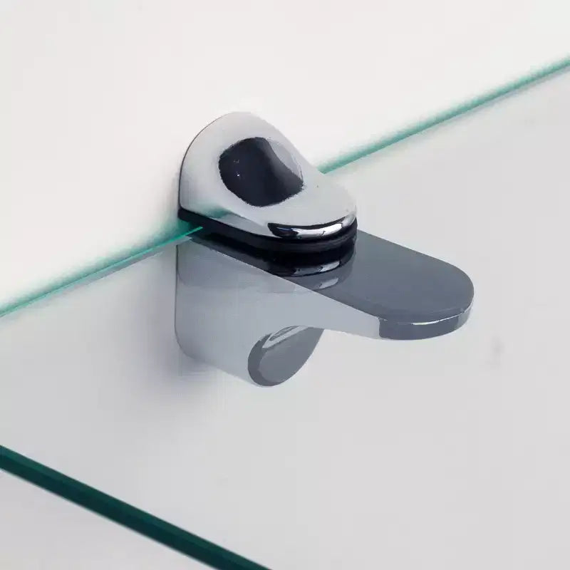 Étagères d'angle flottantes en verre transparent, supports chromés – Lot de 2