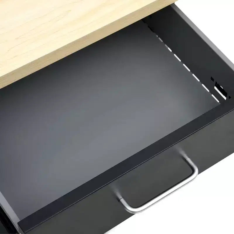 Établi en acier noir avec armoire et 6 tiroirs, 160 cm (L) x 60 cm (P) x 85 cm (H)