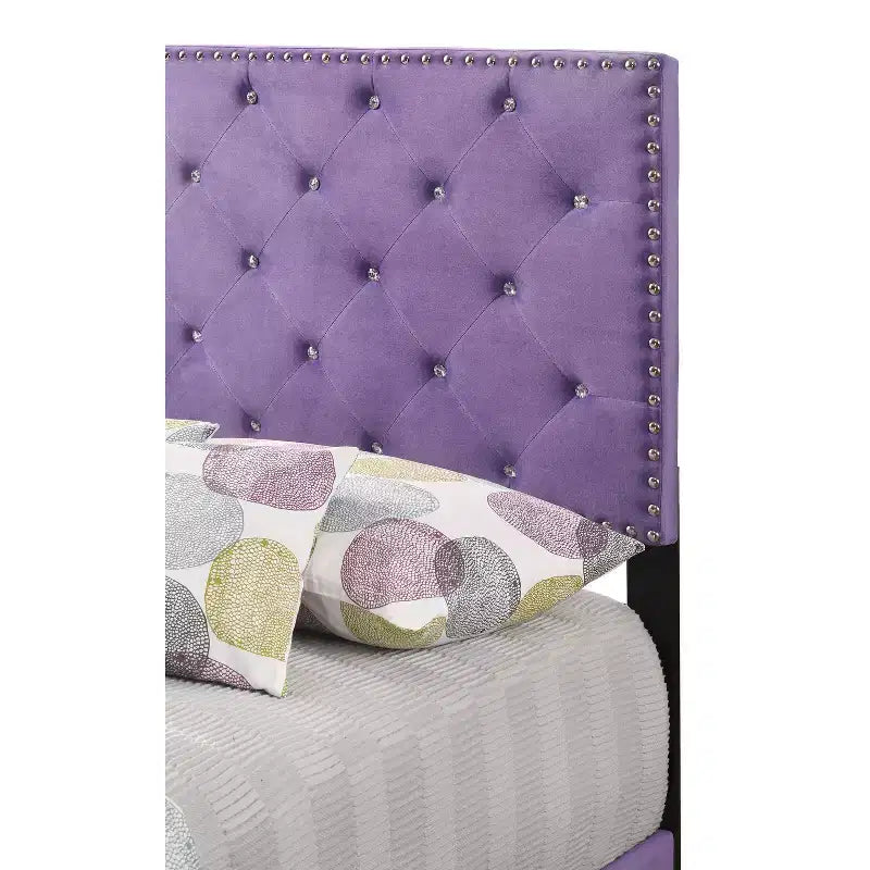Lit capitonné violet, une place, simple/double
