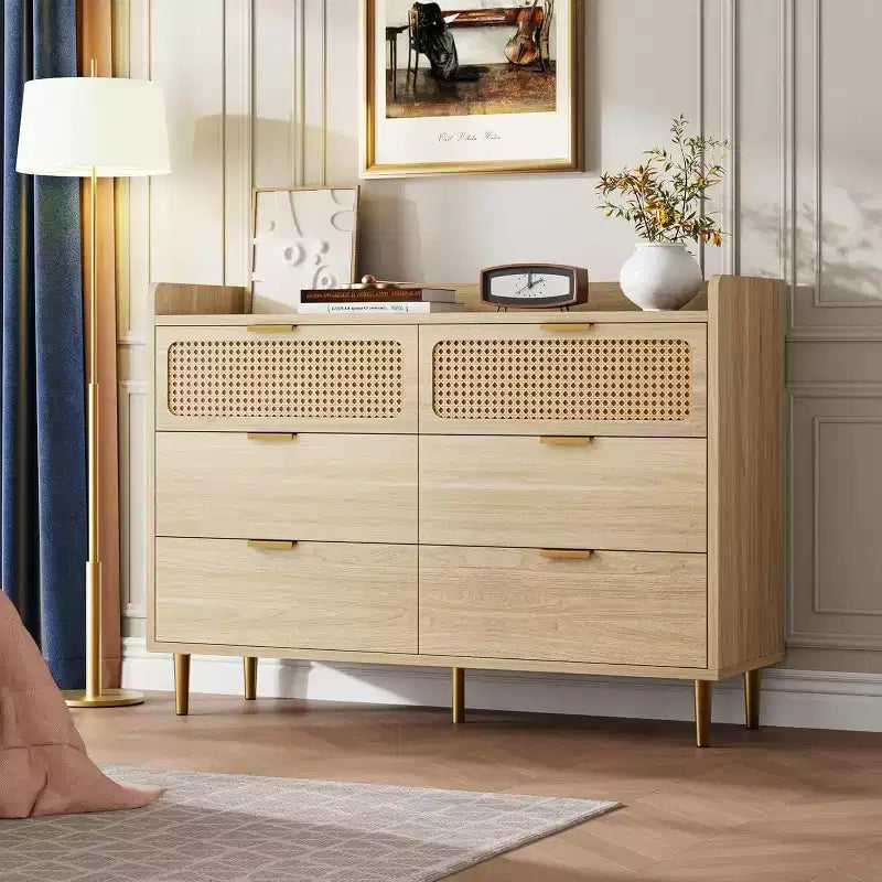 6 Drawer Cabinets for Bedroom, Closet Dressers Chest of Drawers, Wood Storage Dresser Organizer