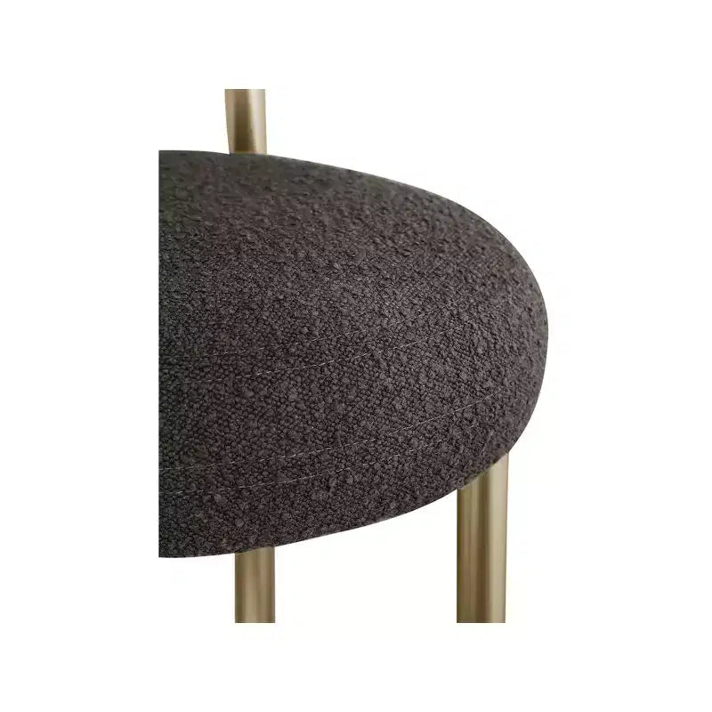 Tabouret de bar dossier bas en tissu bouclette marron avec accoudoirs, lot de 2