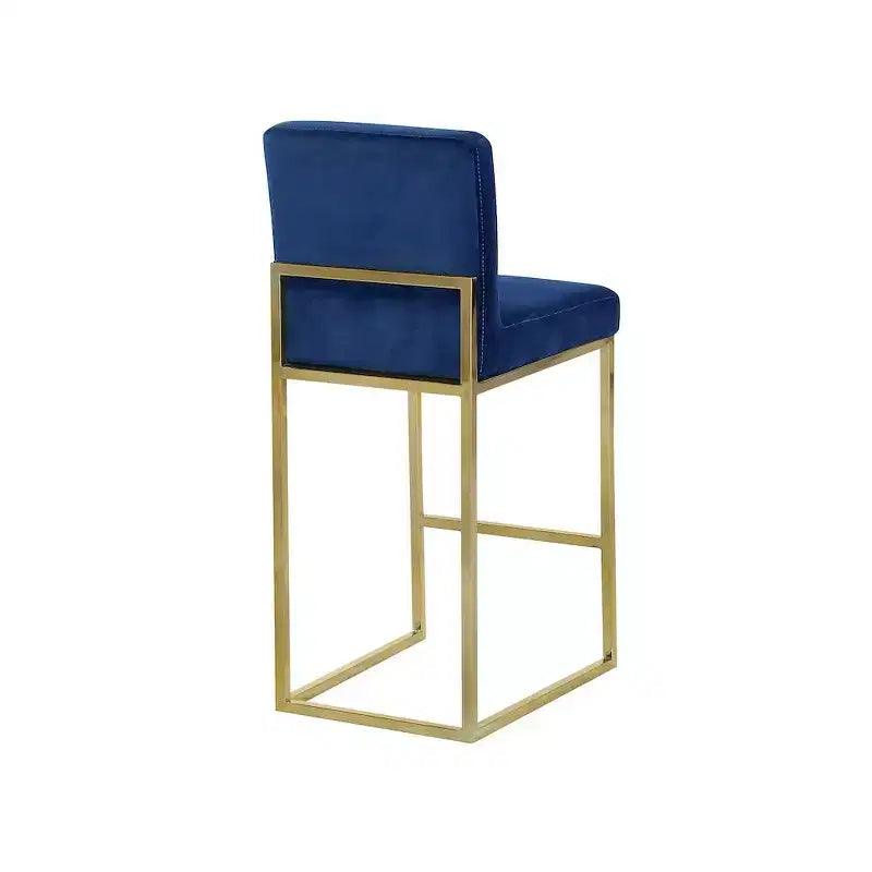 Meridian Furniture, Tabouret Giselle Velours Bleu Marine
