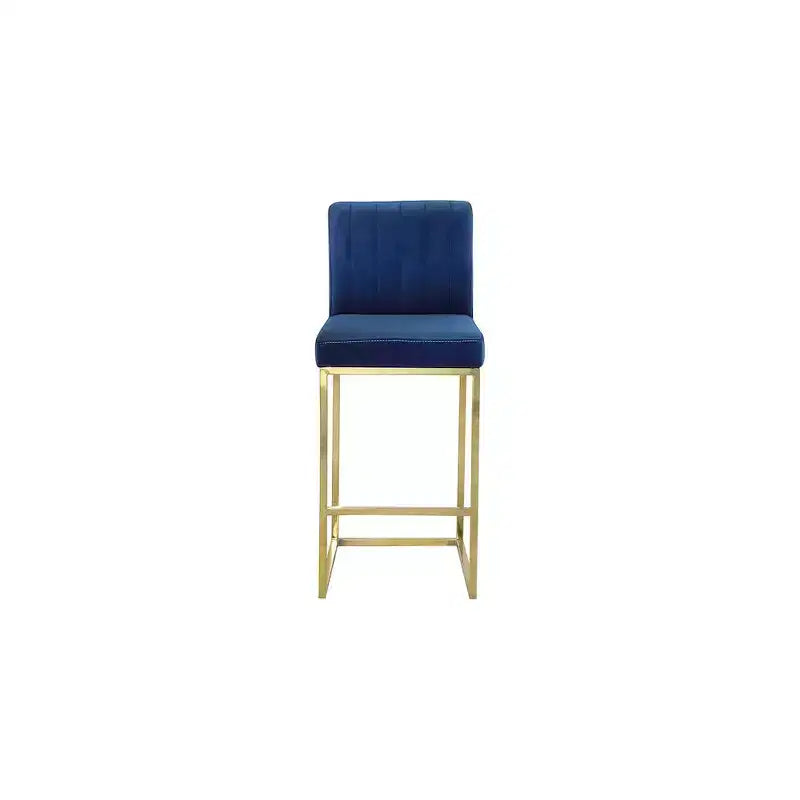 Meridian Furniture, Tabouret Giselle Velours Bleu Marine