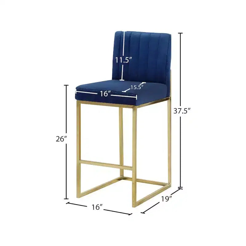 Meridian Furniture, Tabouret Giselle Velours Bleu Marine
