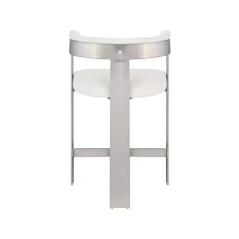 Meridian Furniture, Tabouret de comptoir Romeo en cuir végétalien crème, lot de 2