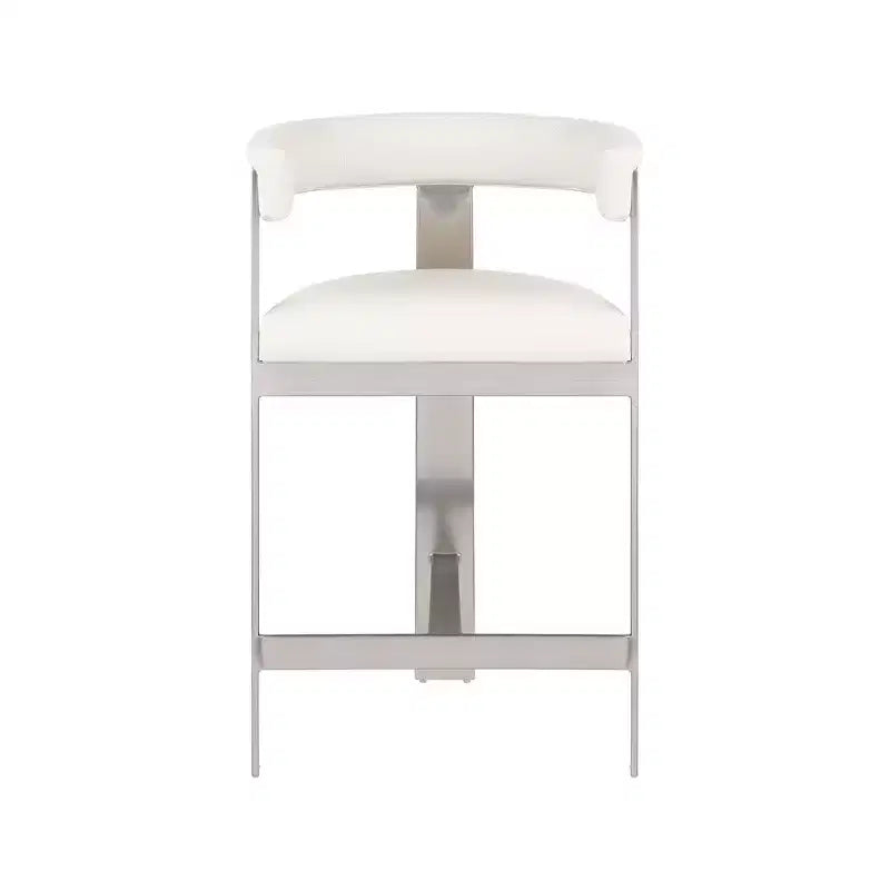 Meridian Furniture, Tabouret de comptoir Romeo en cuir végétalien crème, lot de 2