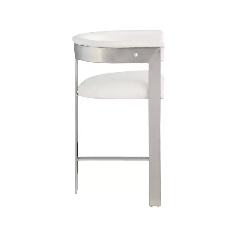 Meridian Furniture, Tabouret de comptoir Romeo en cuir végétalien crème, lot de 2