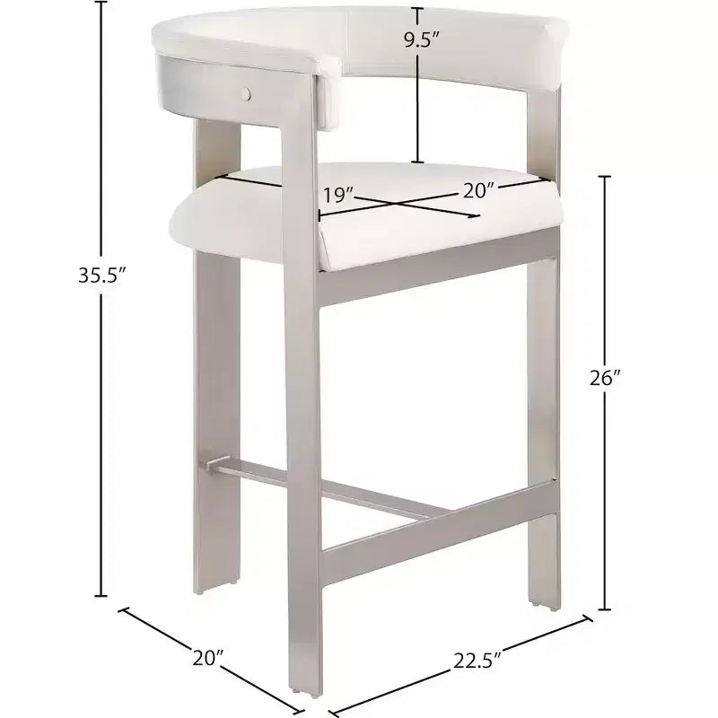 Meridian Furniture, Tabouret de comptoir Romeo en cuir végétalien crème, lot de 2