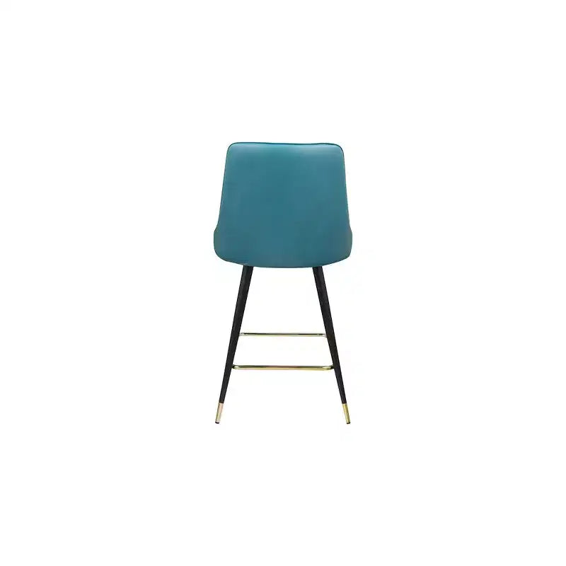 Tabouret de comptoir en similicuir sarcelle, sans accoudoirs, dossier mi-hauteur, lot de 2