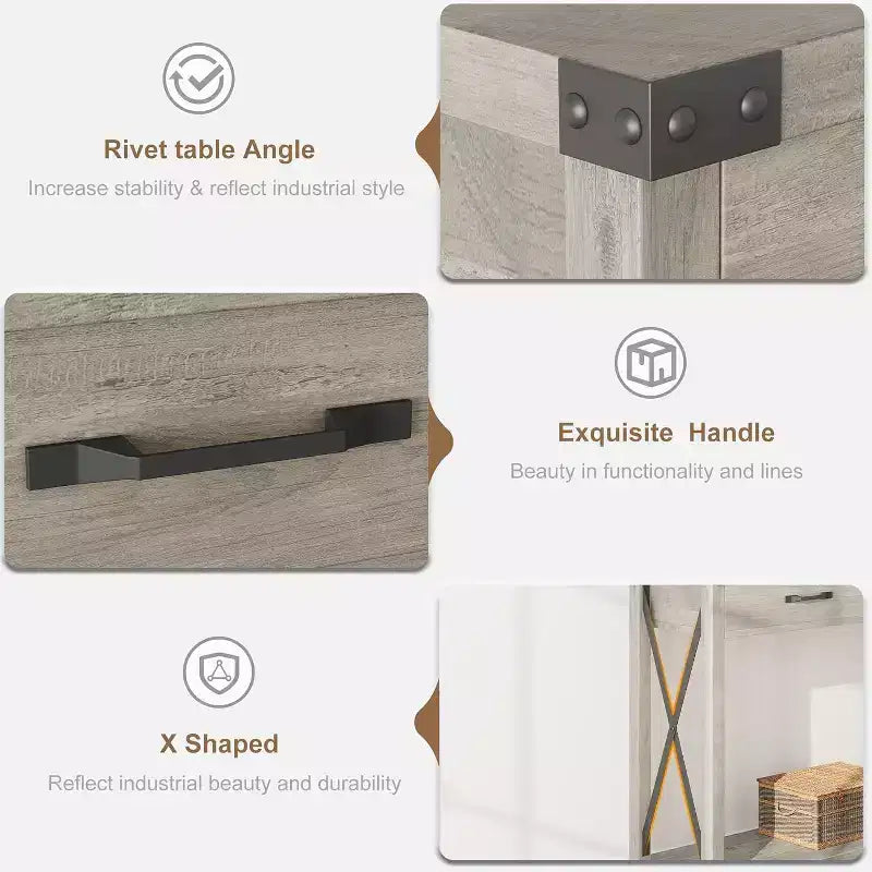 Console noire de style rustique avec 2 tiroirs et étagère inférieure, 1 pièce