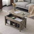 VINGLI Rustic Grey Lift Top Coffee Table, 36 Small Farmhouse Barn Door Coffee Tables with Storage for Living Room
