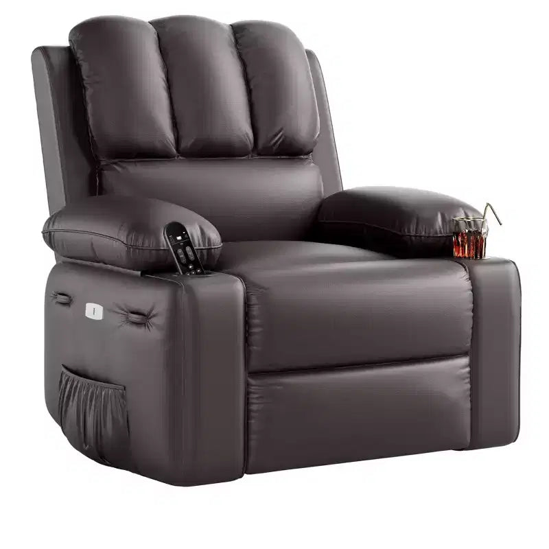 Fauteuil inclinable électrique avec chauffage et massage, pivotant à 360° | Cuir PU | Monoplace