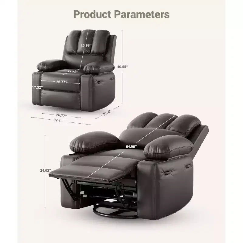 Fauteuil inclinable électrique avec chauffage et massage, pivotant à 360° | Cuir PU | Monoplace