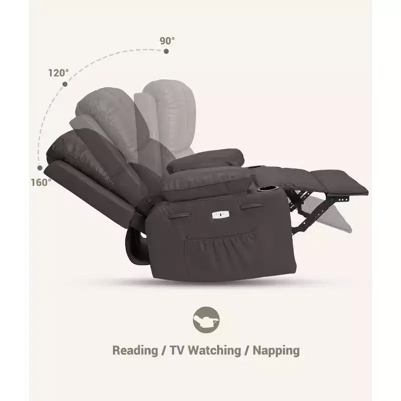 Fauteuil inclinable électrique avec chauffage et massage, pivotant à 360° | Cuir PU | Monoplace