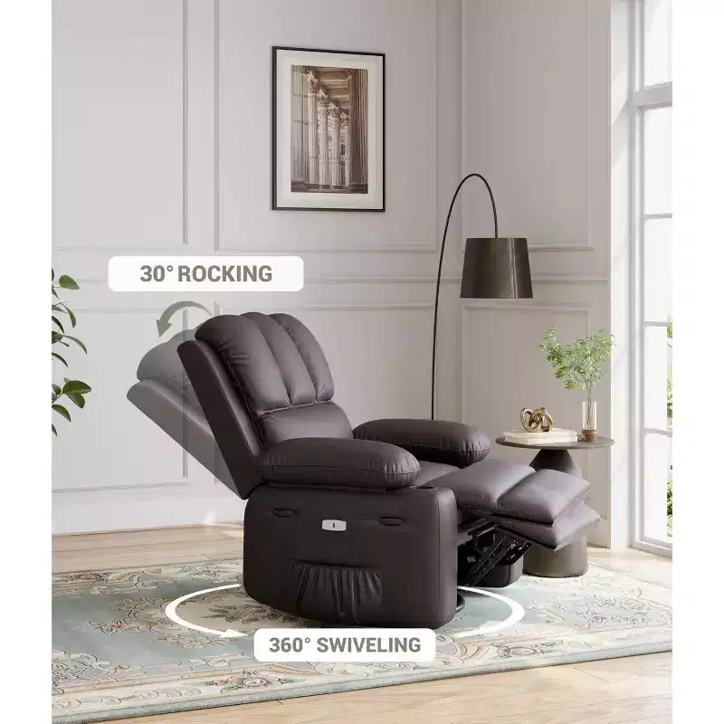 Fauteuil inclinable électrique avec chauffage et massage, pivotant à 360° | Cuir PU | Monoplace
