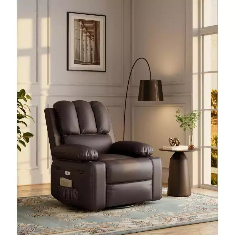 Fauteuil inclinable électrique avec chauffage et massage, pivotant à 360° | Cuir PU | Monoplace