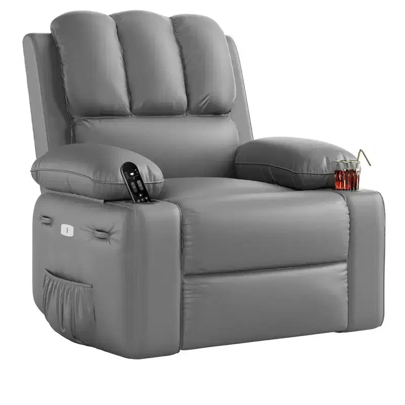 Fauteuil inclinable électrique avec chauffage et massage, pivotant à 360° | Cuir PU | Monoplace