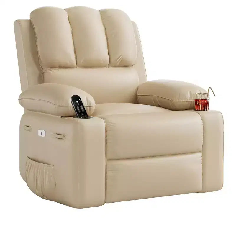 Fauteuil inclinable électrique avec chauffage et massage, pivotant à 360° | Cuir PU | Monoplace
