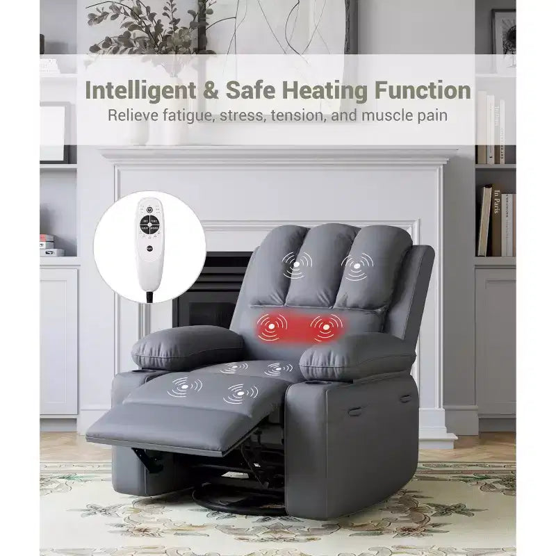Fauteuil inclinable électrique avec chauffage et massage, pivotant à 360° | Cuir PU | Monoplace