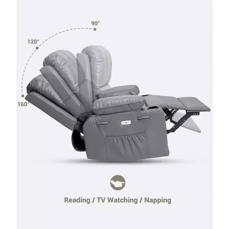 Fauteuil inclinable électrique avec chauffage et massage, pivotant à 360° | Cuir PU | Monoplace