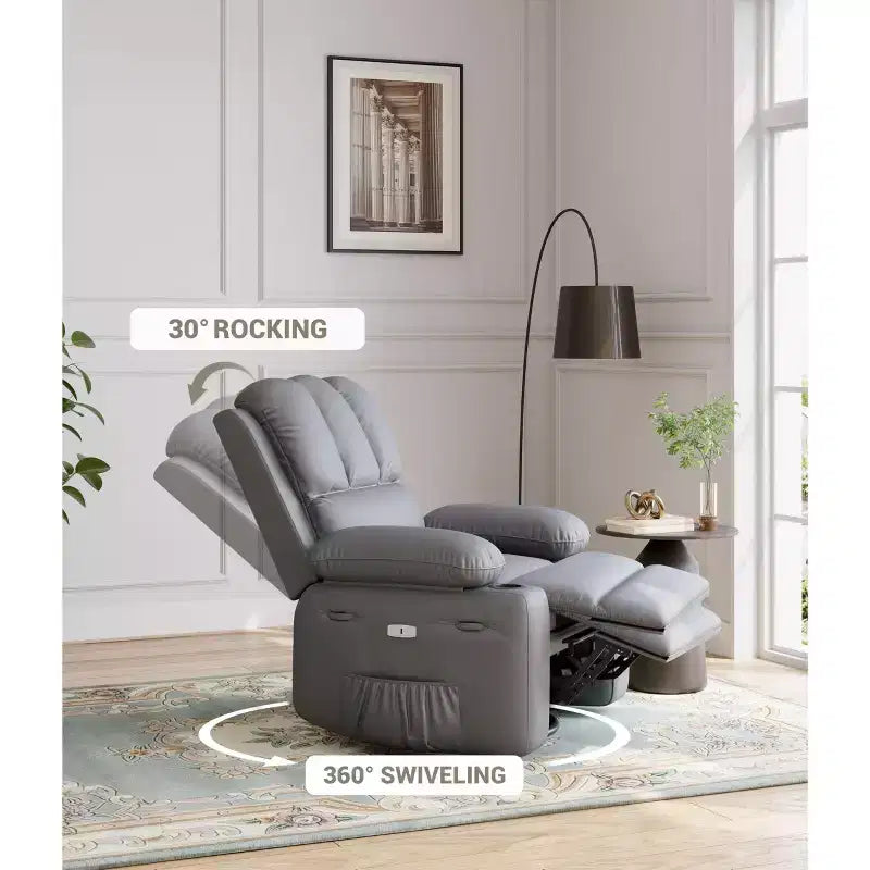 Fauteuil inclinable électrique avec chauffage et massage, pivotant à 360° | Cuir PU | Monoplace