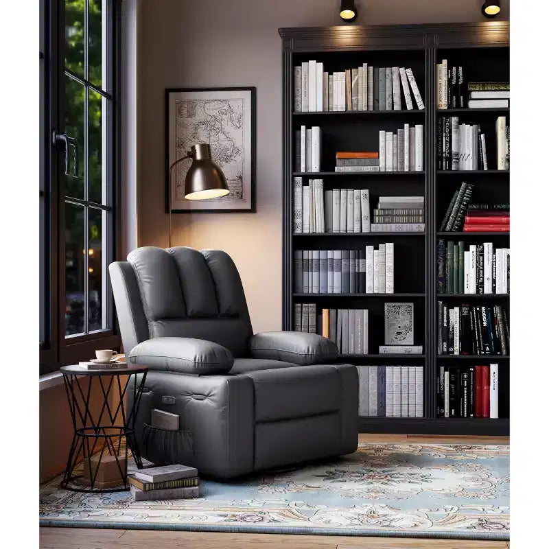 Fauteuil inclinable électrique avec chauffage et massage, pivotant à 360° | Cuir PU | Monoplace