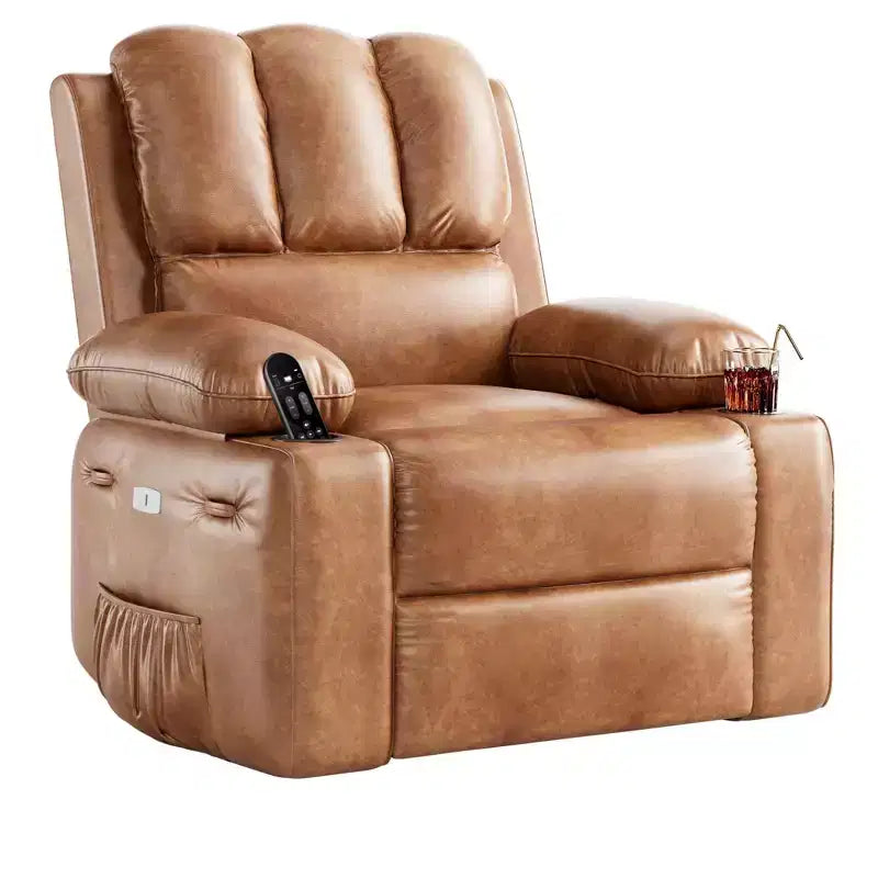 Fauteuil inclinable électrique avec chauffage et massage, pivotant à 360° | Cuir PU | Monoplace