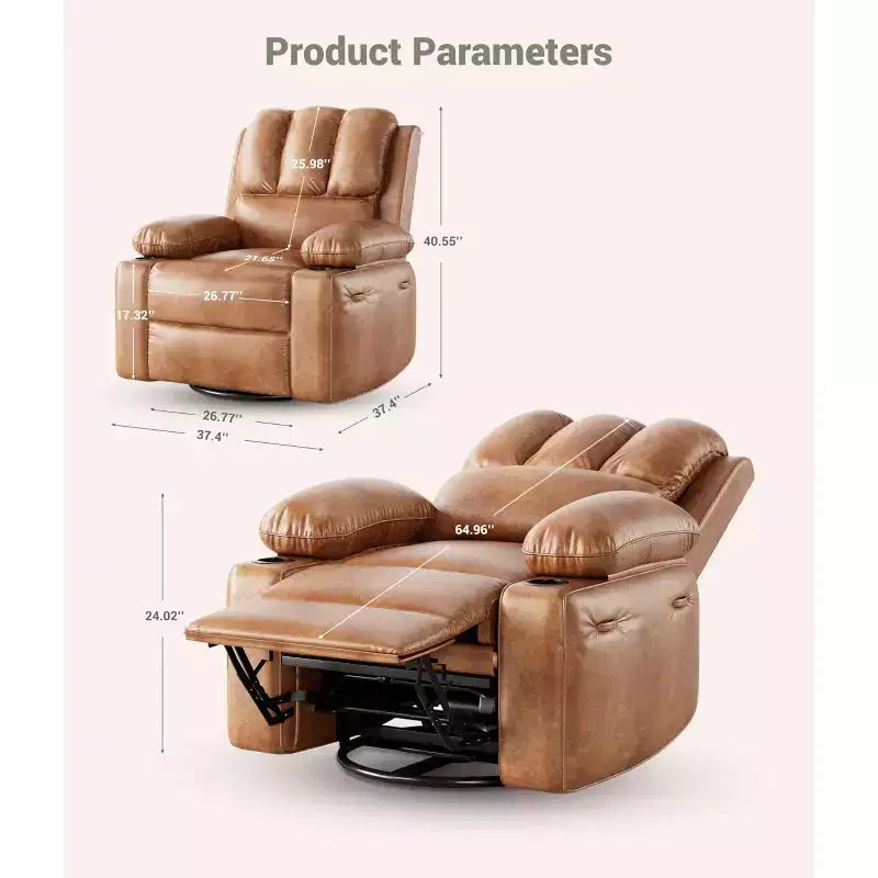 Fauteuil inclinable électrique avec chauffage et massage, pivotant à 360° | Cuir PU | Monoplace