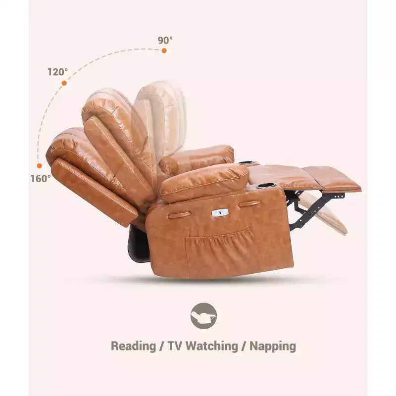 Fauteuil inclinable électrique avec chauffage et massage, pivotant à 360° | Cuir PU | Monoplace
