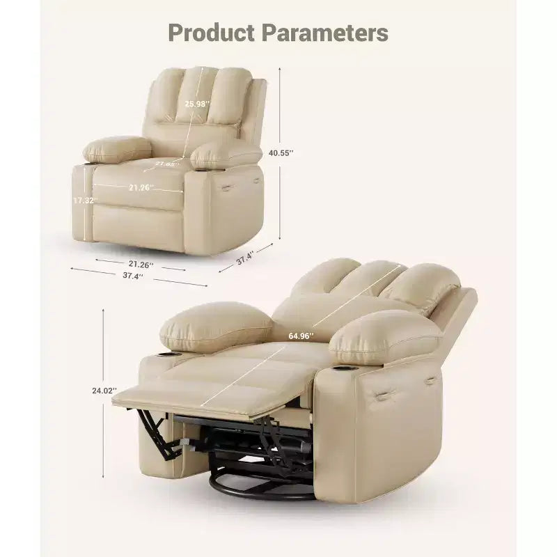 Fauteuil inclinable électrique avec chauffage et massage, pivotant à 360° | Cuir PU | Monoplace