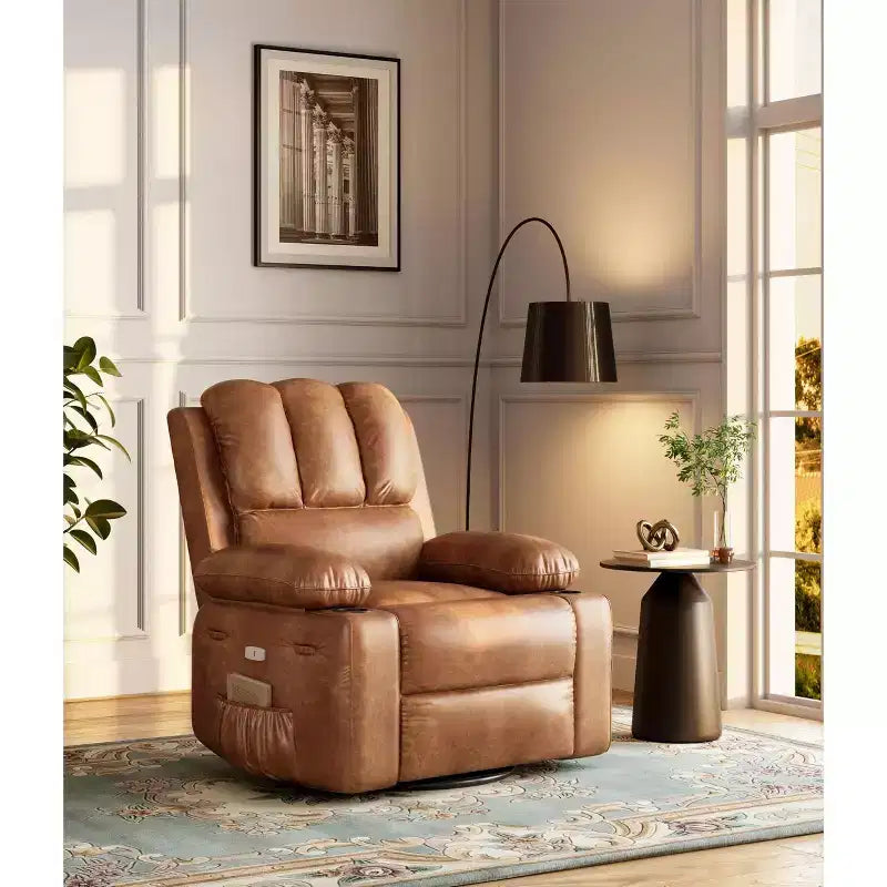 Fauteuil inclinable électrique avec chauffage et massage, pivotant à 360° | Cuir PU | Monoplace