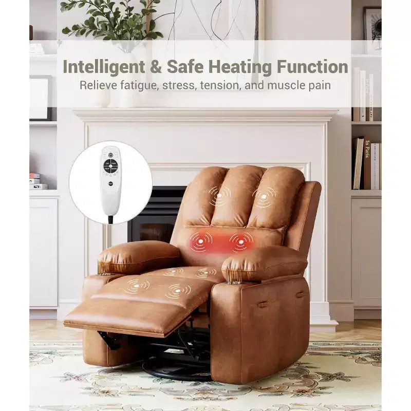 Fauteuil inclinable électrique avec chauffage et massage, pivotant à 360° | Cuir PU | Monoplace