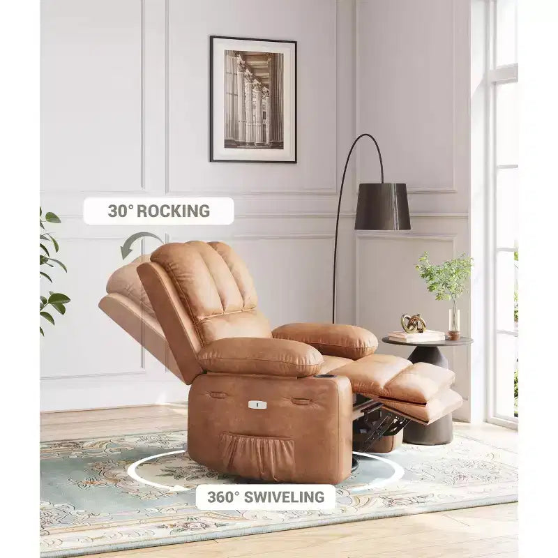 Fauteuil inclinable électrique avec chauffage et massage, pivotant à 360° | Cuir PU | Monoplace