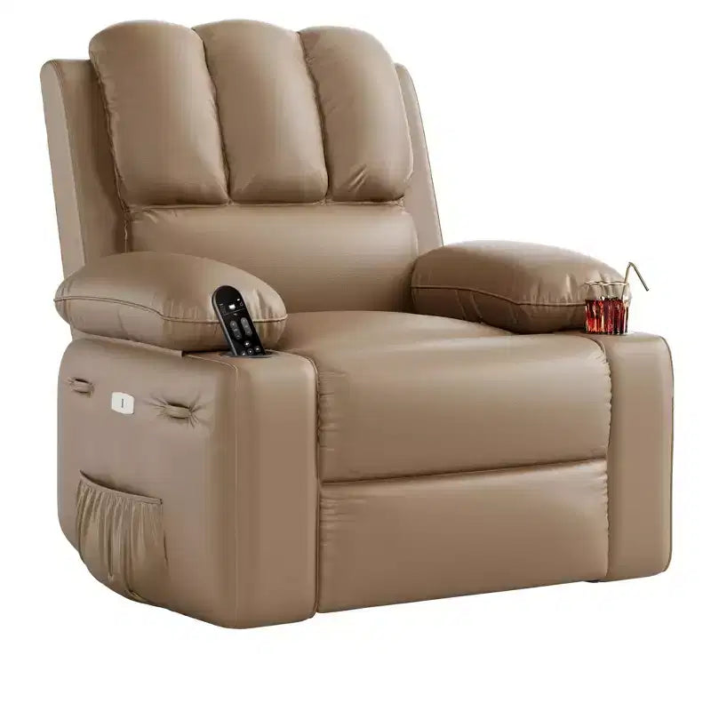 Fauteuil inclinable électrique avec chauffage et massage, pivotant à 360° | Cuir PU | Monoplace