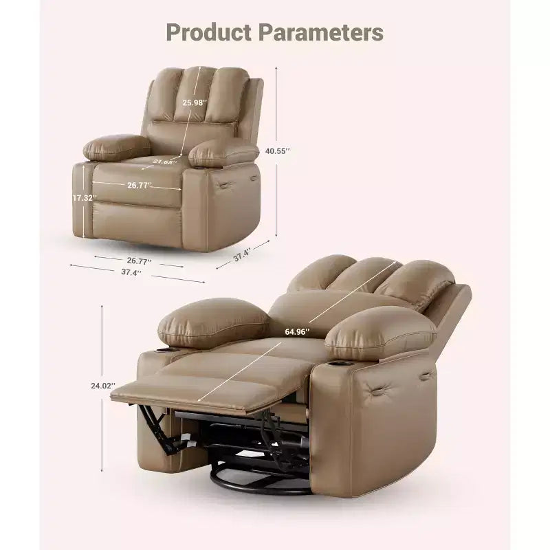 Fauteuil inclinable électrique avec chauffage et massage, pivotant à 360° | Cuir PU | Monoplace