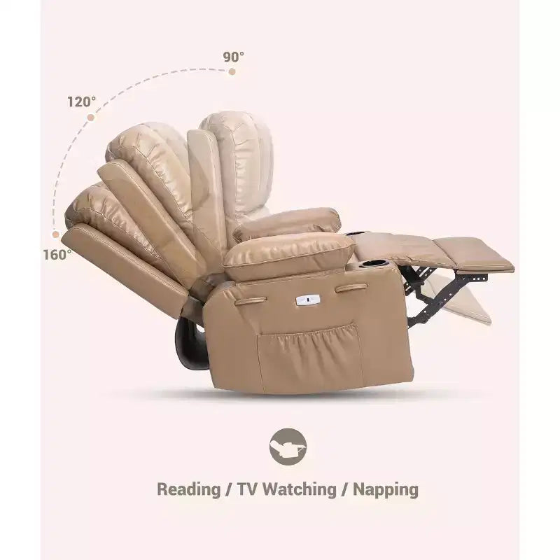 Fauteuil inclinable électrique avec chauffage et massage, pivotant à 360° | Cuir PU | Monoplace