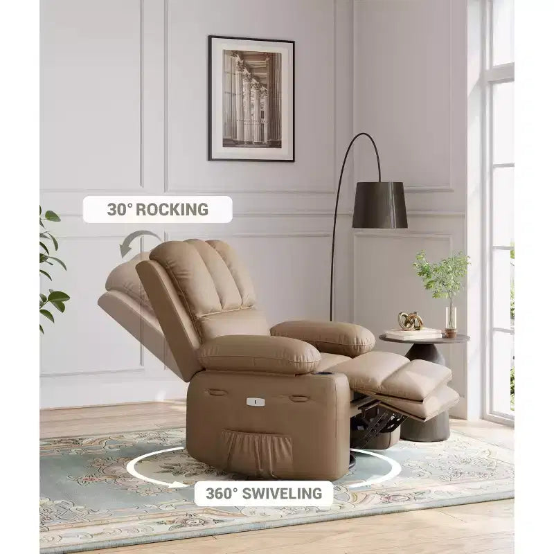 Fauteuil inclinable électrique avec chauffage et massage, pivotant à 360° | Cuir PU | Monoplace