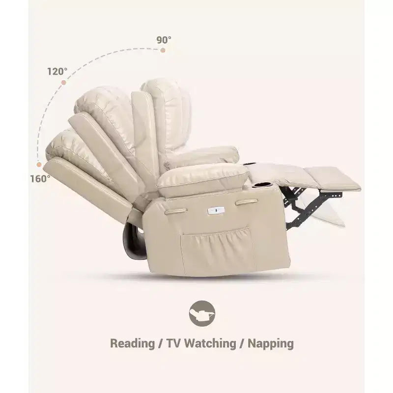 Fauteuil inclinable électrique avec chauffage et massage, pivotant à 360° | Cuir PU | Monoplace