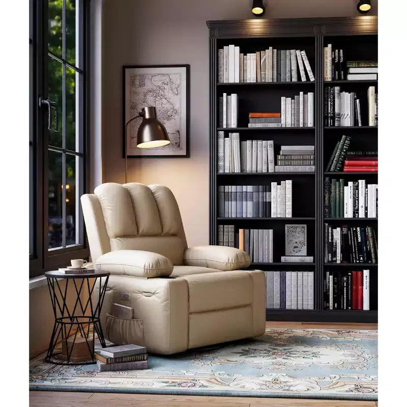 Fauteuil inclinable électrique avec chauffage et massage, pivotant à 360° | Cuir PU | Monoplace