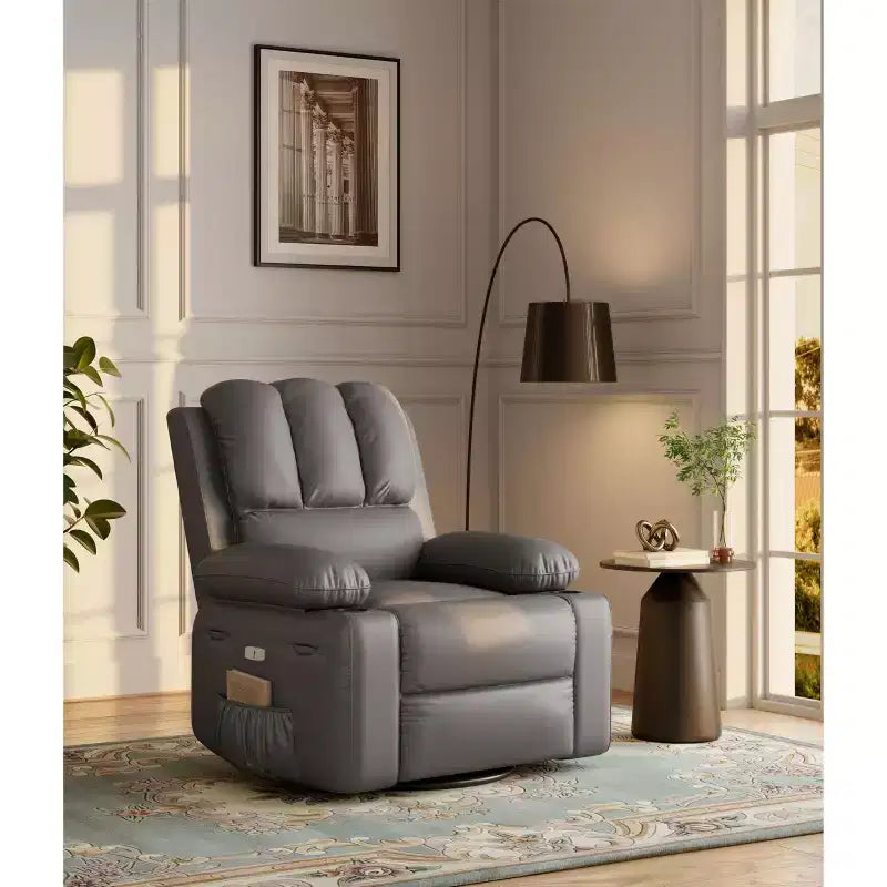 Fauteuil inclinable électrique avec chauffage et massage, pivotant à 360° | Cuir PU | Monoplace