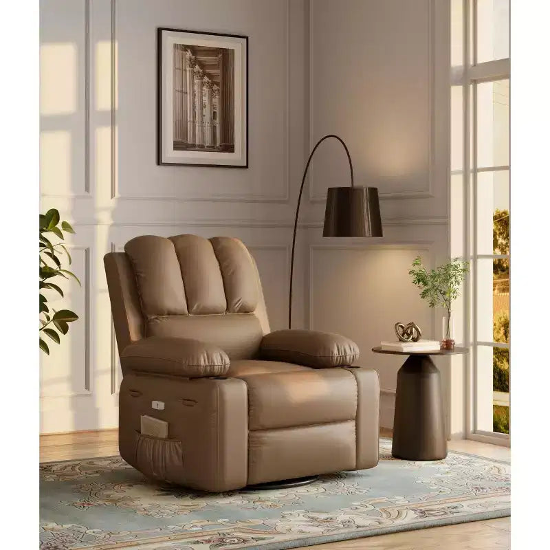 Fauteuil inclinable électrique avec chauffage et massage, pivotant à 360° | Cuir PU | Monoplace