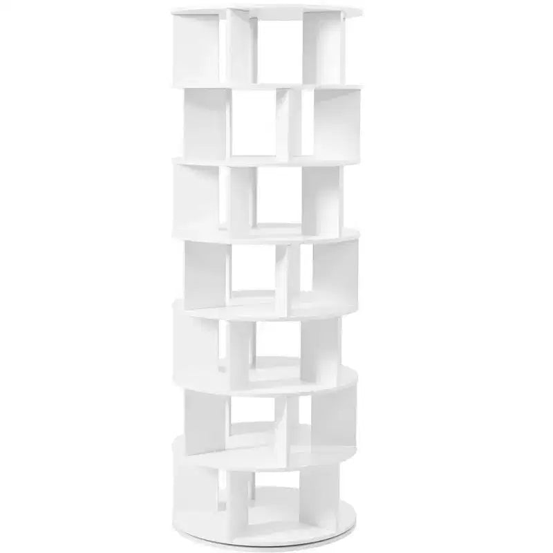 Tour de rangement pour chaussures rotative à 360° noire/blanche, 7 niveaux, capacité de 35 paires