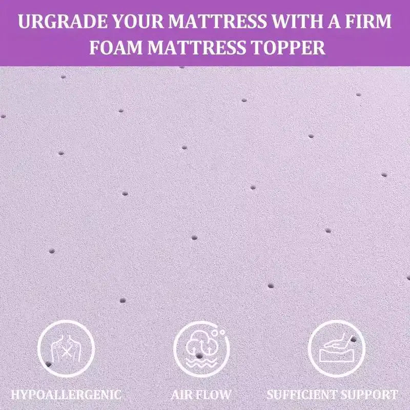 Surmatelas en mousse ferme ventilée blanche de 2 pouces – 1 à 2 personnes
