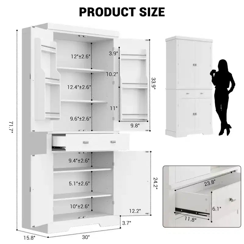 Meuble de rangement autoportant 4 portes pour cuisine de style campagnard, noir et blanc