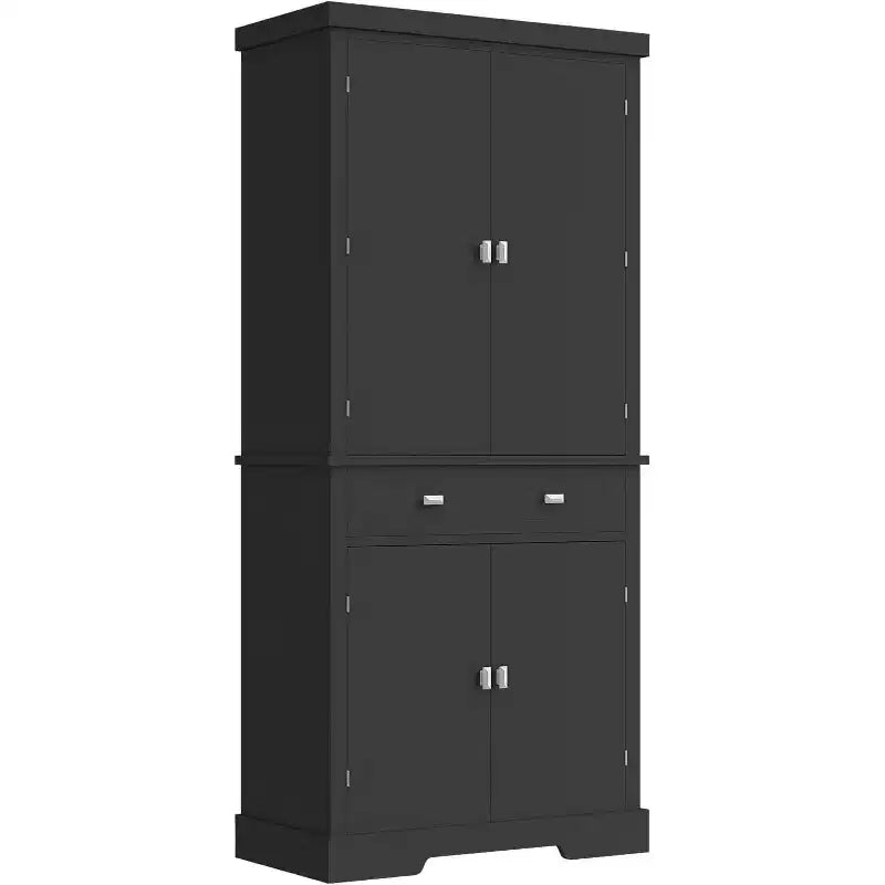 Kitchen Pantry Cabinet, Farmhouse Storage Cabinet with Drawer, Door Shelves & Adjustable Shelves, Freestanding Wooden Cupboard Buffet