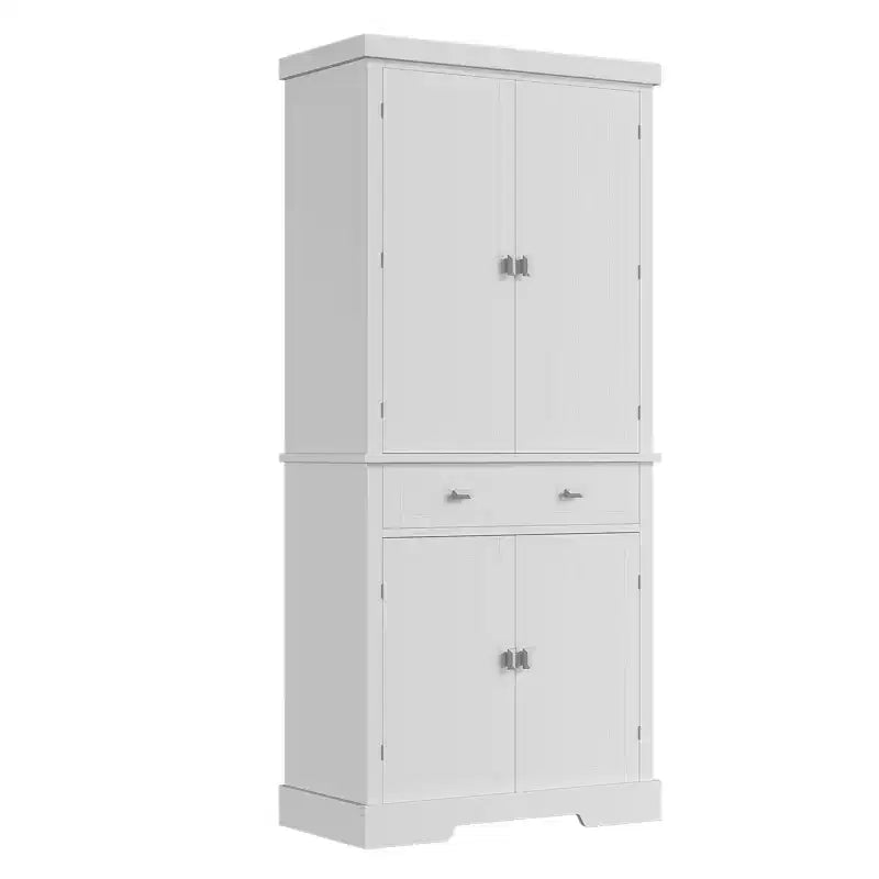 Meuble de rangement autoportant 4 portes pour cuisine de style campagnard, noir et blanc