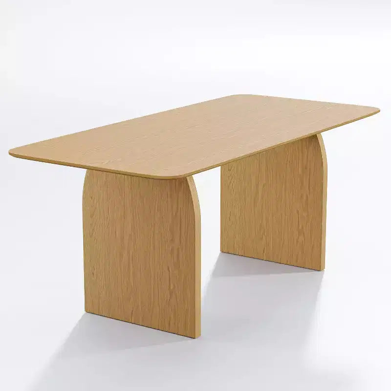 Table de salle à manger rectangulaire jaune en bois massif, 6 places