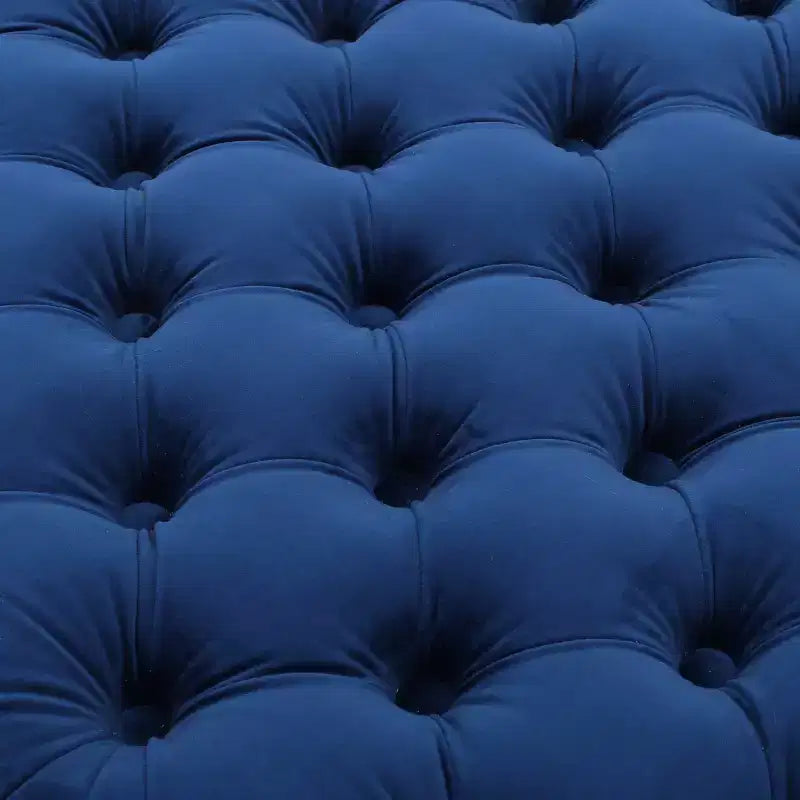 Pouffe carré capitonné en velours gris/bleu marine – 1 place