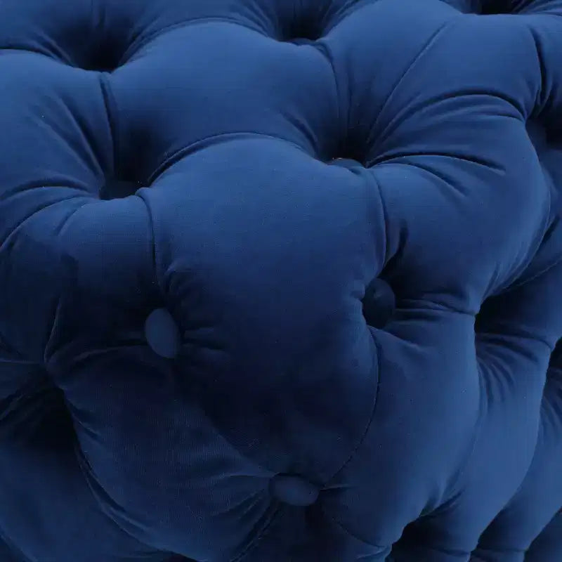 Pouffe carré capitonné en velours gris/bleu marine – 1 place