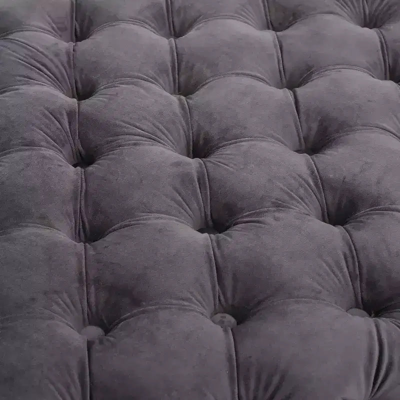 Pouffe carré capitonné en velours gris/bleu marine – 1 place